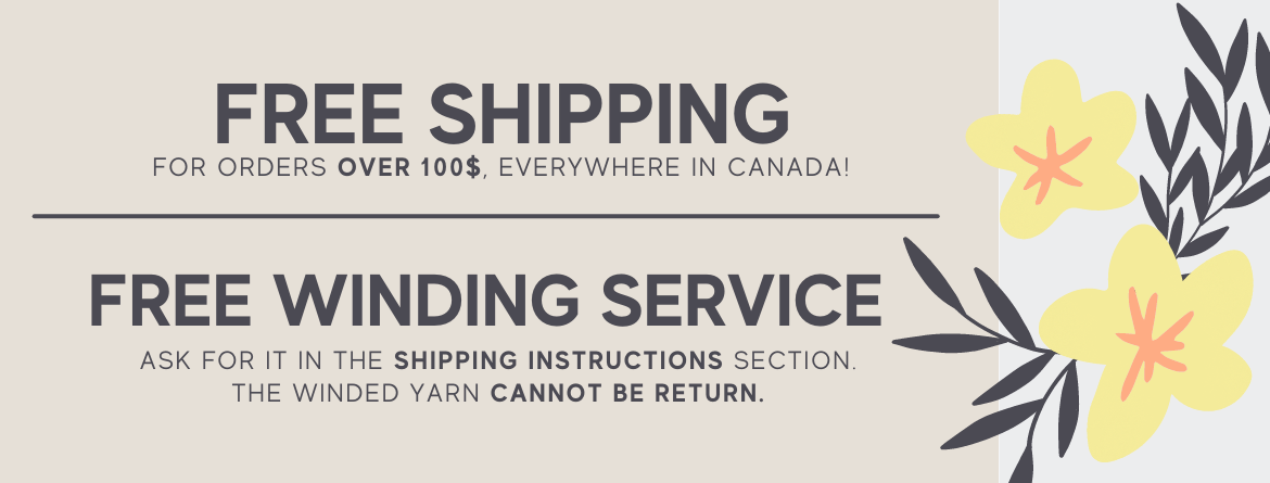 Free shipping for orders over 100$. Free winding service